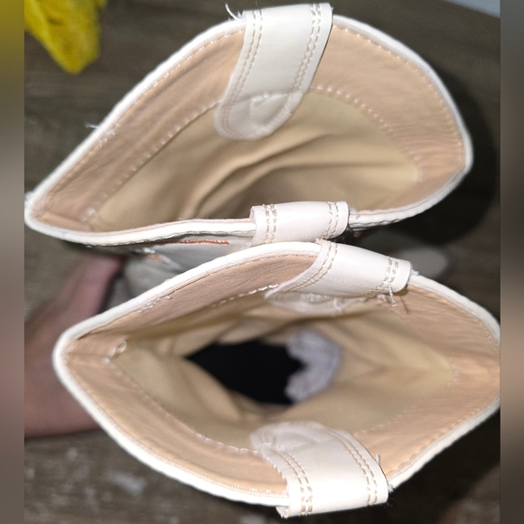 Western Embroidered Cream Cowboy Cowgirl Boots Mid Calf Women's EU 39 US 8.5 - Picture 6 of 12